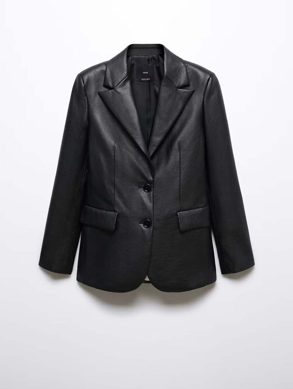 MNG Mango Black Faux Leather Blazer Jacket Size XS